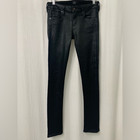 C Of H Los Angeles Womens Black Shiny Jeans Skinny Size 27 - Picture 4 of 12